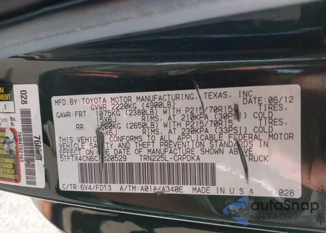 2012 Toyota Tacoma from USA, damaged, VIN 5TFTX4CN6CX020529